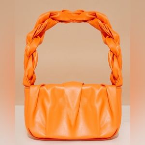 Orange Twist Strap Shoulder Bag